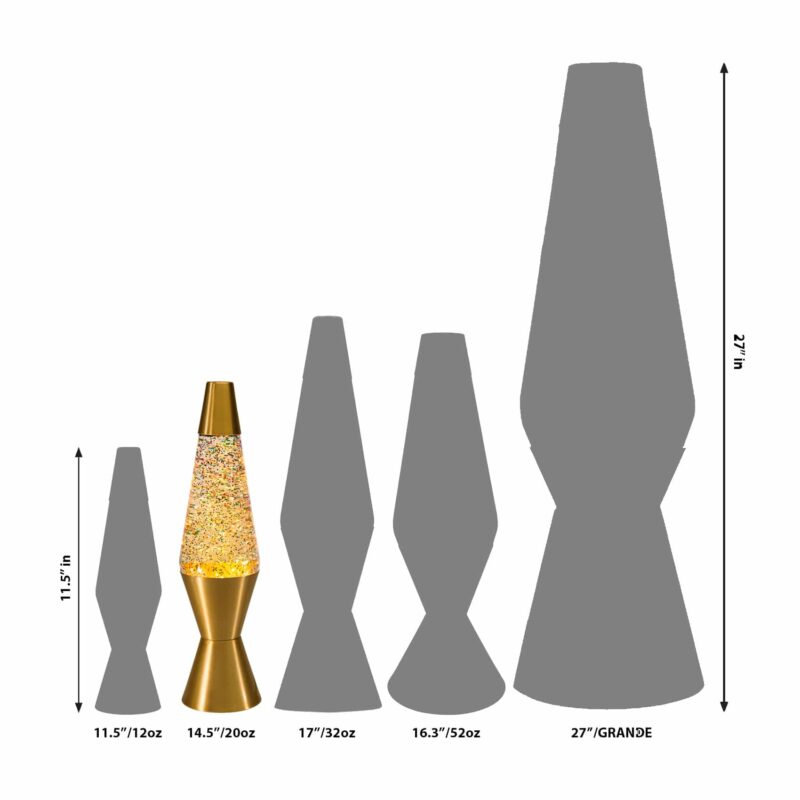14.5″ LAVA Lamp Rainbow Glitter – Clear/Gold - US 4783